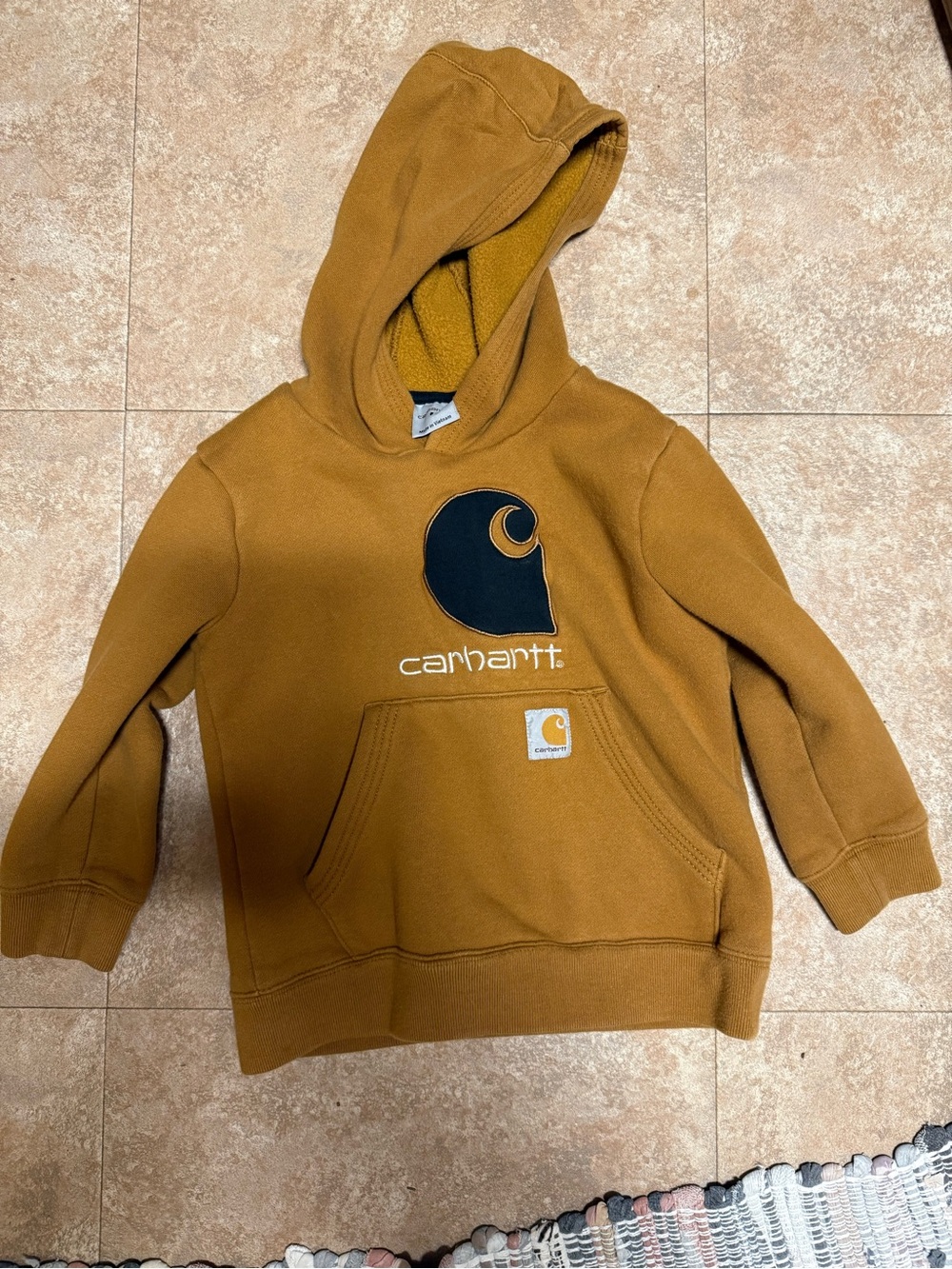 Carhartt Kids' Tan Hooded Sweatshirt with Logo